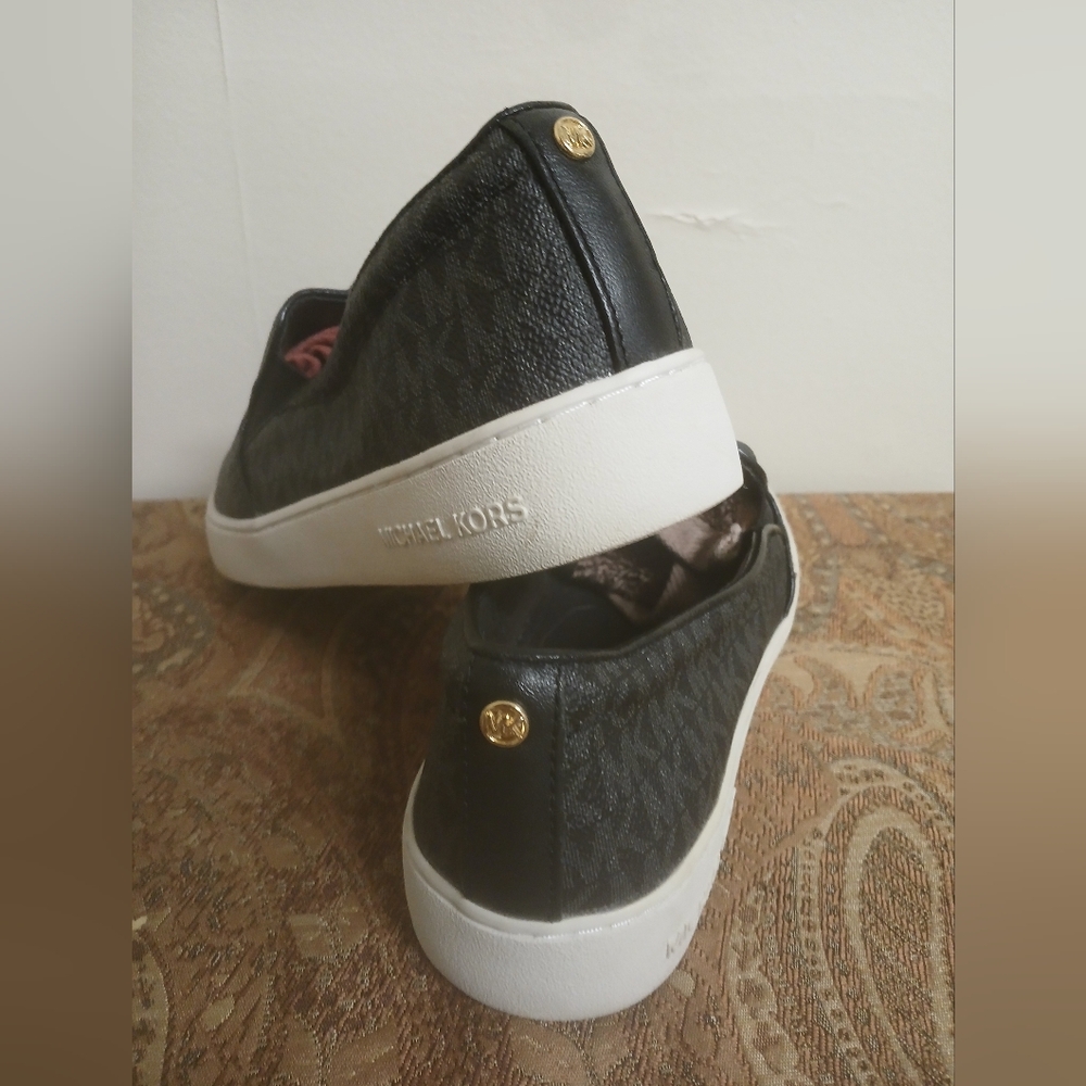 Michael Kors Keaton Slip-On Black "MK" Sneakers Women's Size 11M - Picture 5 of 8